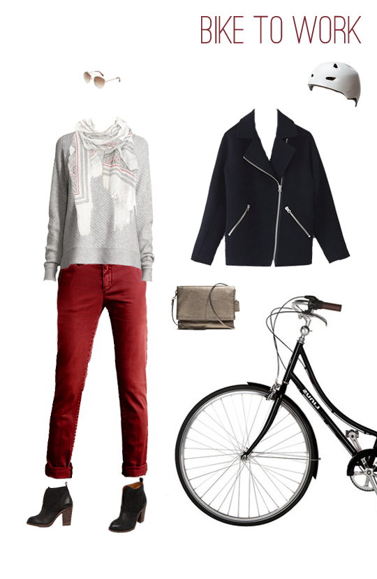 What to Wear: Biking to Work in Brick Red Chinos