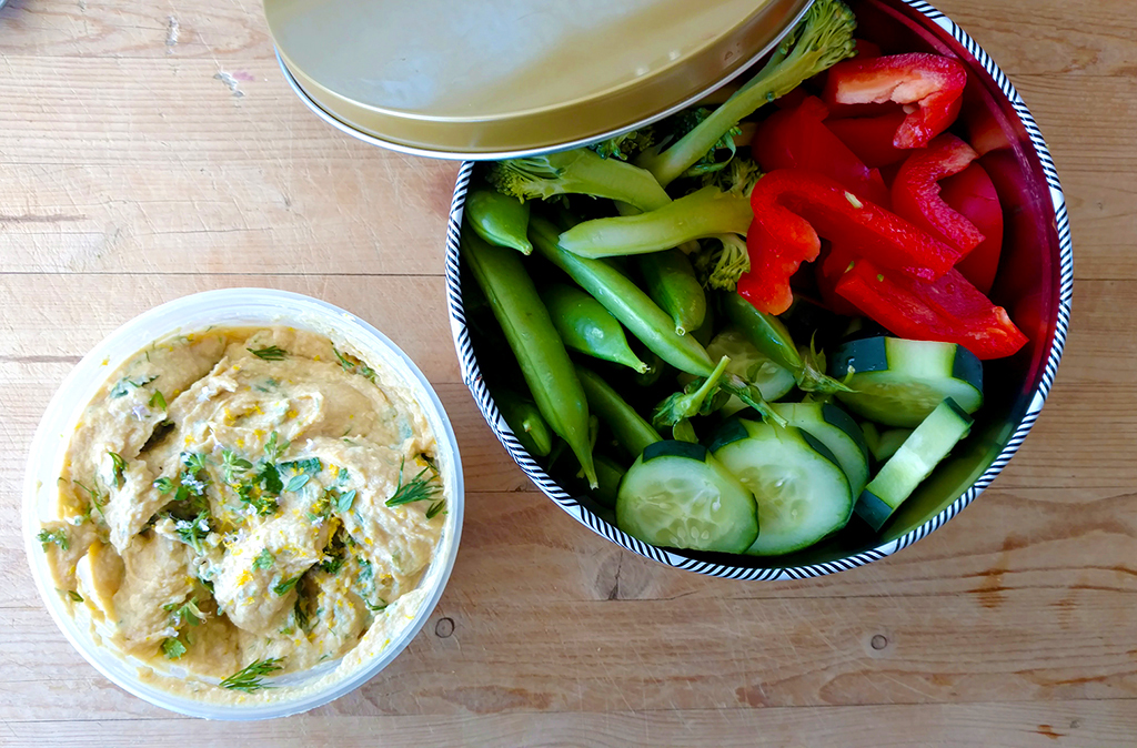 Lemon Herb Hummus for a Picnic at the Museum
