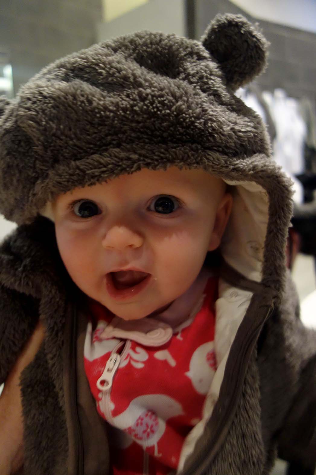 3 month old baby at the Blue Lagoon